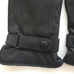 Gants en Cuir de Cerf Noir Blaise Doublure Cachemire.