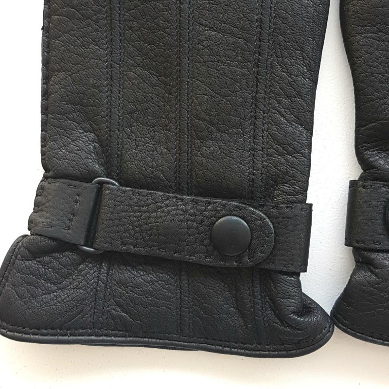 Gants en Cuir de Cerf Noir Blaise Doublure Cachemire.