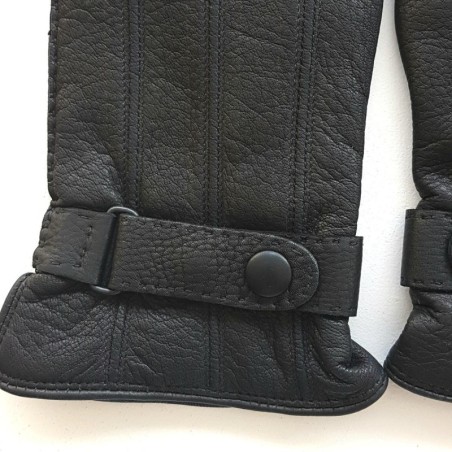 Gants en Cuir de Cerf Noir Blaise Doublure Cachemire.