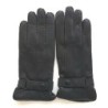 Gants en Cuir de Cerf Noir Blaise Doublure Cachemire.