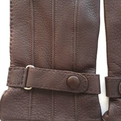 Gants en Cuir de Cerf Marron Blaise Doublure Soie.