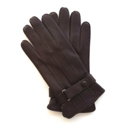 Gants en Cuir de Cerf Marron Blaise Doublure Soie.