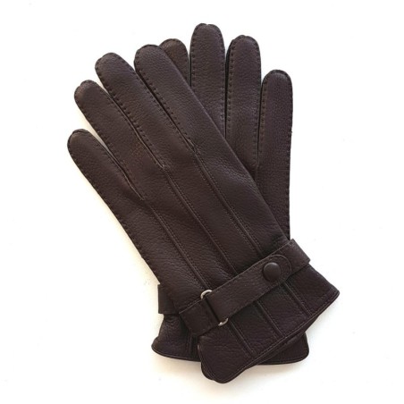 Gants en Cuir de Cerf Marron Blaise Doublure Soie.
