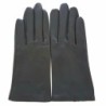 Gants en Cuir d'Agneau Noir Capucine Doublés Soie.