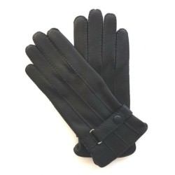 Gants en Cuir de Cerf Noir Blaise Doublure Soie.