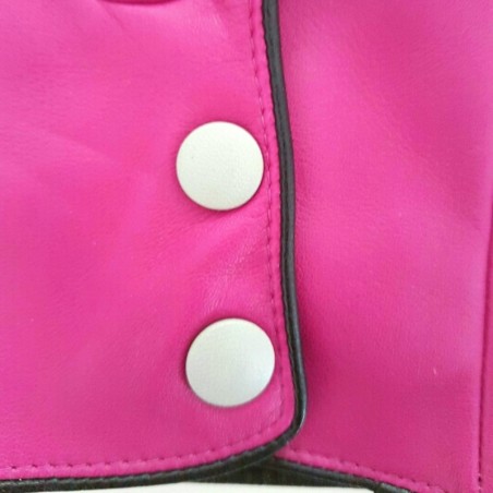Gants en Cuir d'Agneau Hot Pink Noir Gris Jacinthe Doublés Soie