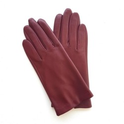 Gants en Cuir d'Agneau Bordeaux Capucine Doublés Soie.