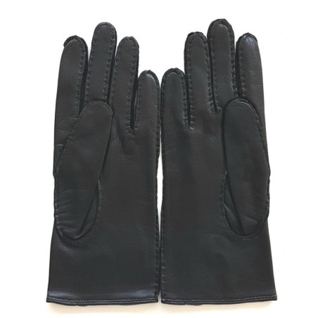 Gants en Cuir d'Agneau Noirs Gisèle Doublés Soie.