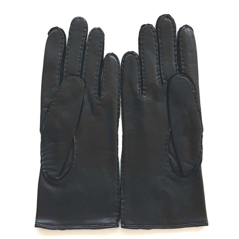 Gants en Cuir d'Agneau Noirs Gisèle Doublés Soie.
