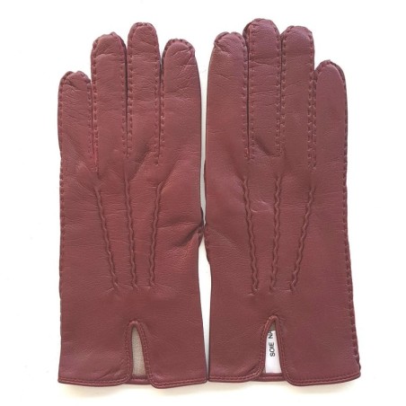 Gants en Cuir d'Agneau Bordeaux Gisèle Doublés Soie.