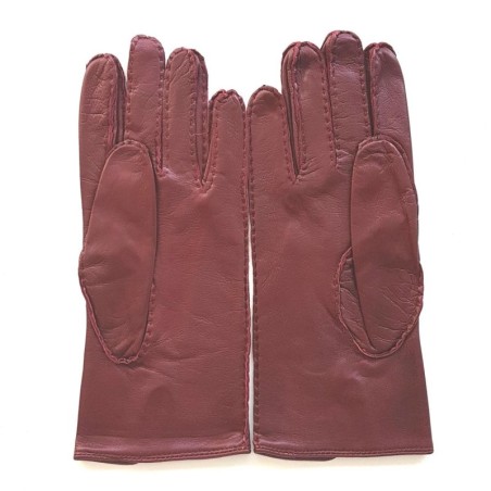 Gants en Cuir d'Agneau Bordeaux Gisèle Doublés Soie.