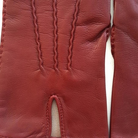 Gants en Cuir d'Agneau Bordeaux Gisèle Doublés Soie.