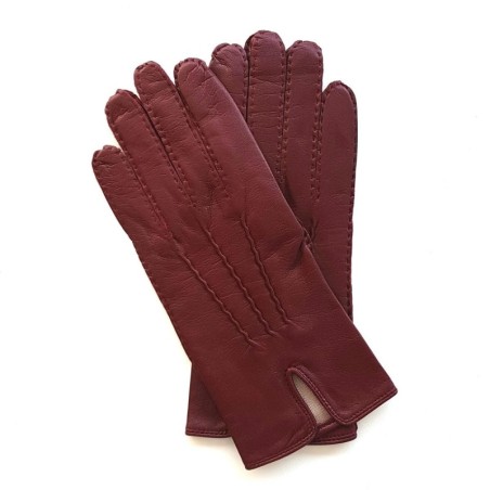 Gants en Cuir d'Agneau Bordeaux Gisèle Doublés Soie.