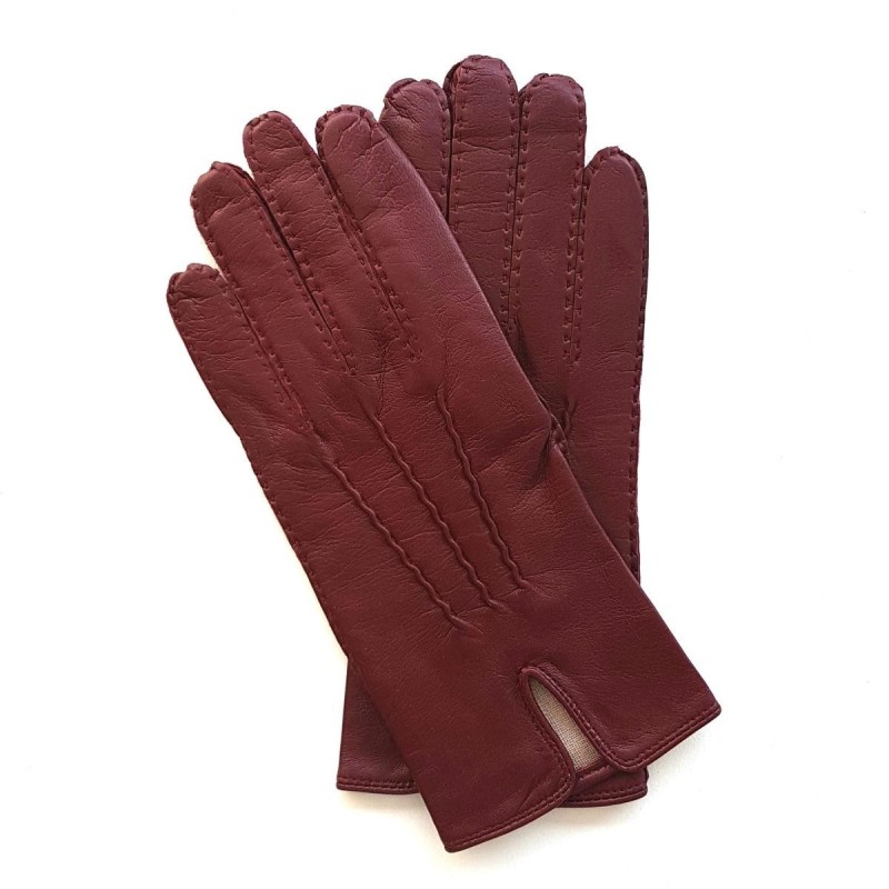 Gants en Cuir d'Agneau Bordeaux Gisèle Doublés Soie.