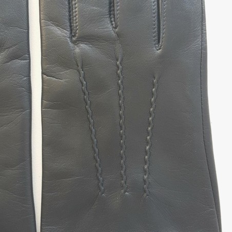 Gants en Cuir d'Agneau Navy Henri Doublure Soie.