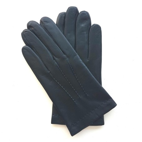Gants en Cuir d'Agneau Navy Henri Doublure Soie.