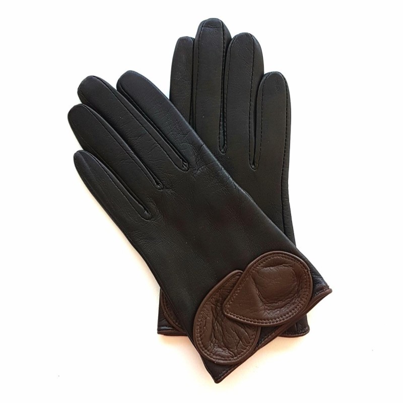 Gants en Cuir d'Agneau Marron Chocolat Peuplier Doublés Soie.