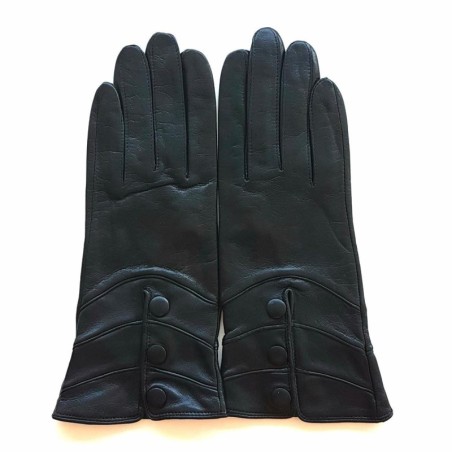 Gants en Cuir d'Agneau Noir Hongrie Doublés Soie.