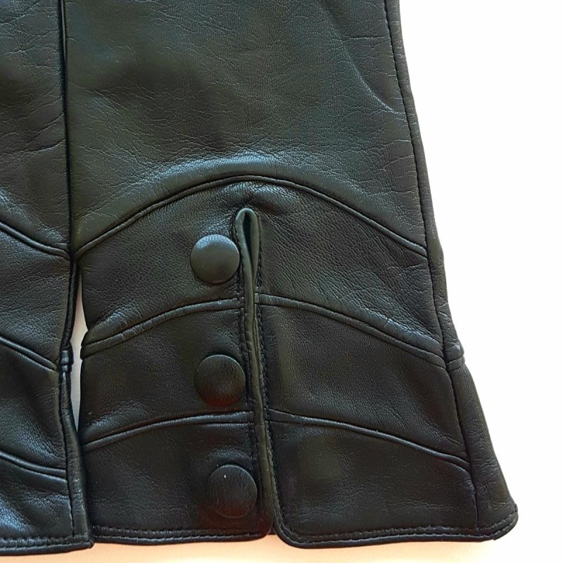Gants en Cuir d'Agneau Noir Hongrie Doublés Soie.