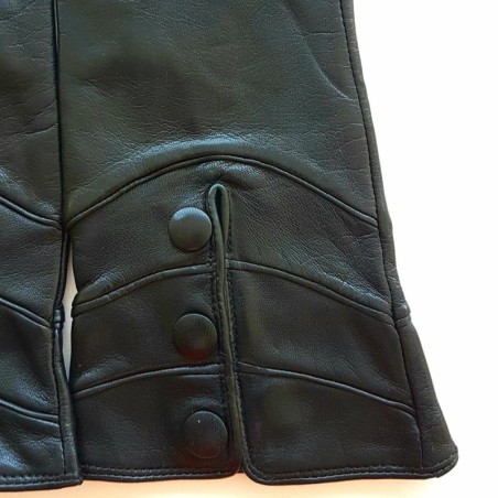 Gants en Cuir d'Agneau Noir Hongrie Doublés Soie.