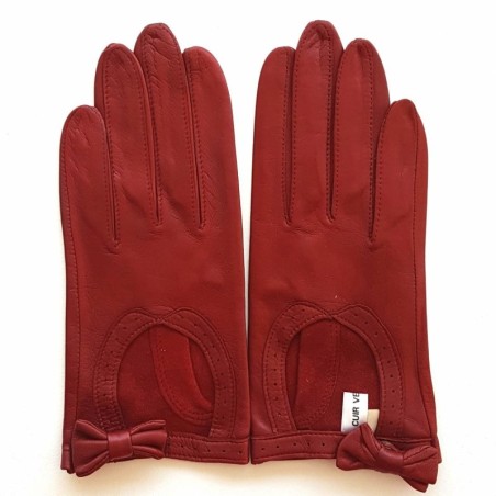 Gants en Cuir d'Agneau Bordeaux Denise Non Doublés.