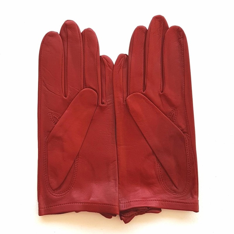 Gants en Cuir d'Agneau Bordeaux Denise Non Doublés.