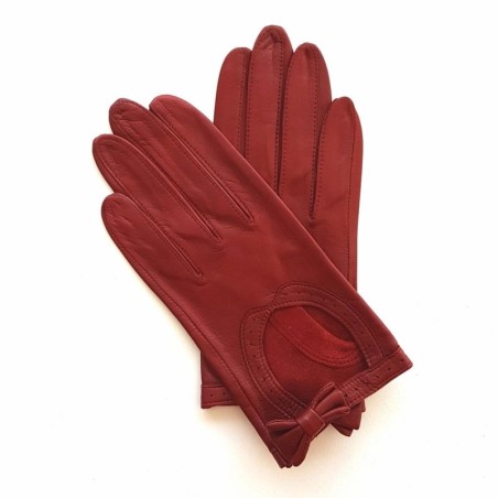 Gants en Cuir d'Agneau Bordeaux Denise Non Doublés.