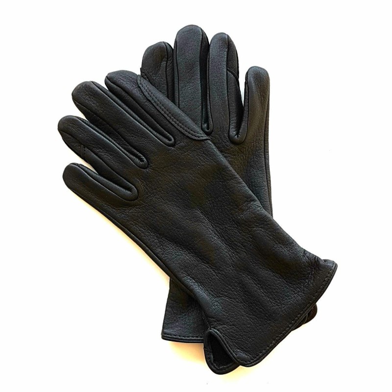 Gants en Cuir de Cerf Noirs Cavalier Non Doublés.