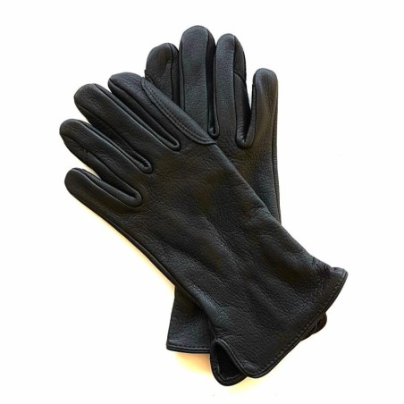 Gants en Cuir de Cerf Noirs Cavalier Non Doublés.