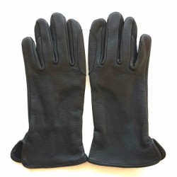 Gants en Cuir de Cerf Noirs Cavalier Non Doublés.