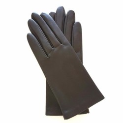 Gants en Cuir d'Agneau Marron Capucine Doublés Soie.