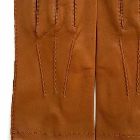 Gants en Cuir de Cerf Biscuit Cowal Doublés Soie.