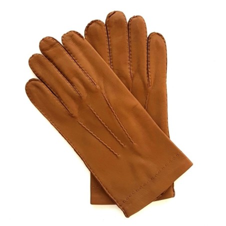 Gants en Cuir de Cerf Biscuit Cowal Doublés Soie.