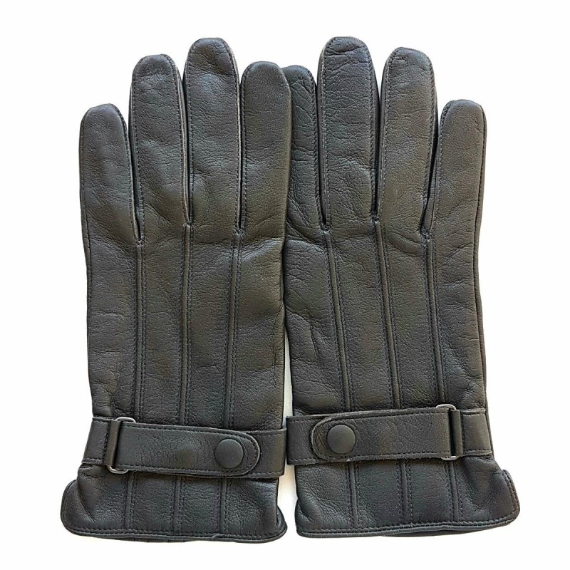 Gants en Cuir d'Agneau Gris Arthur Doublure Soie.