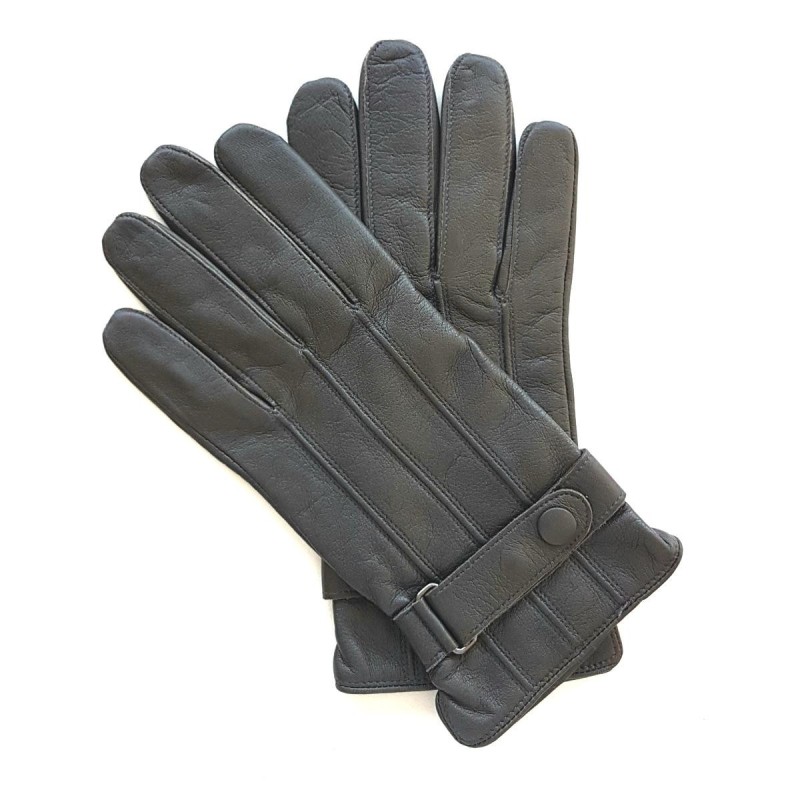 Gants en Cuir d'Agneau Gris Arthur Doublure Soie.