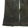 Gants en Cuir d'Agneau Noir Rouge Henri Doublure Soie.