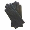Gants en Cuir d'Agneau Noir Rouge Henri Doublure Soie.