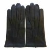 Gants en Cuir d'Agneau Noir Violet Henri Doublure Soie.