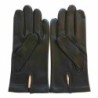 Gants en Cuir d'Agneau Noir Violet Henri Doublure Soie.
