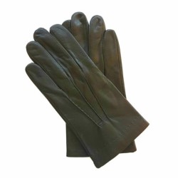 Gants en Cuir d'Agneau Kaki Henri Doublure en Soie.