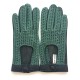 Gants en cuir d'agneau et crochet coton vert "ALFREDINE".