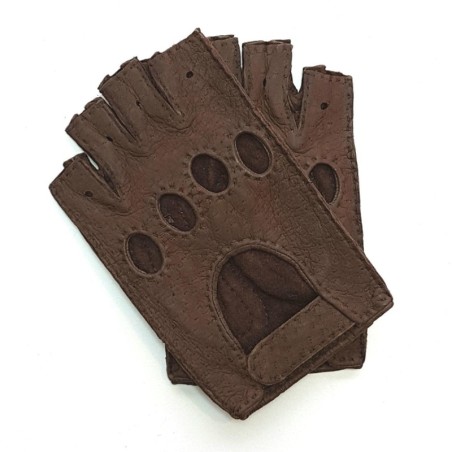 Mitaines en Cuir de Pécari Vison Mathéo Non Doublés.