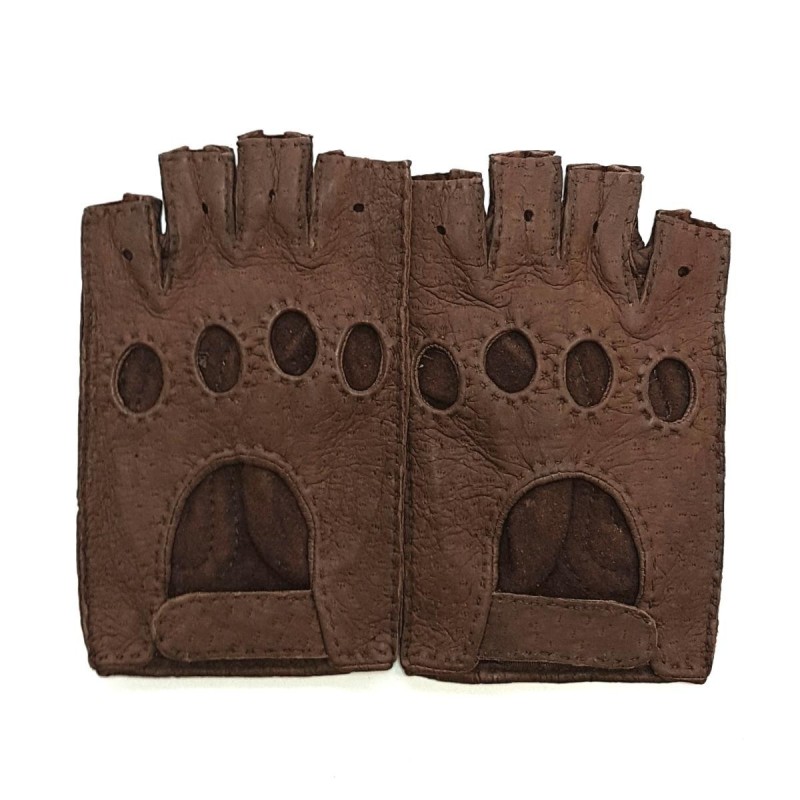 Mitaines en Cuir de Pécari Vison Mathéo Non Doublés.