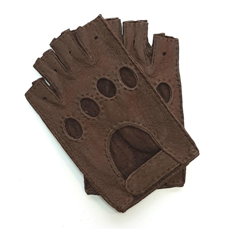Mitaines en Cuir de Pécari Vison Mathéo Non Doublés.
