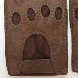 Mitaines en Cuir de Pécari Vison Mathéo Non Doublés.