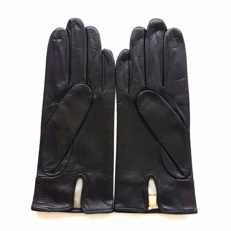 Gants en Cuir d'Agneau Marron Sable Anémone Doublés Soie.