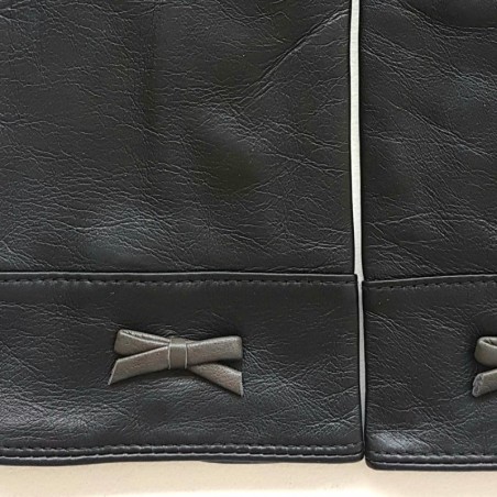 Gants en Cuir d'Agneau Noir Gris Anémone Doublés Soie.
