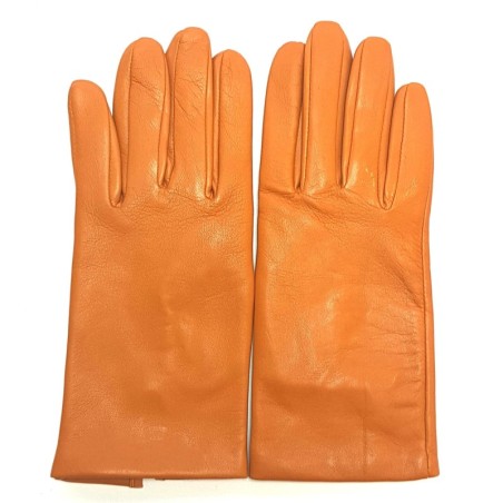 Gants en Cuir d'Agneau Maïs Capucine Doublés Soie.