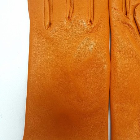 Gants en Cuir d'Agneau Maïs Capucine Doublés Soie.