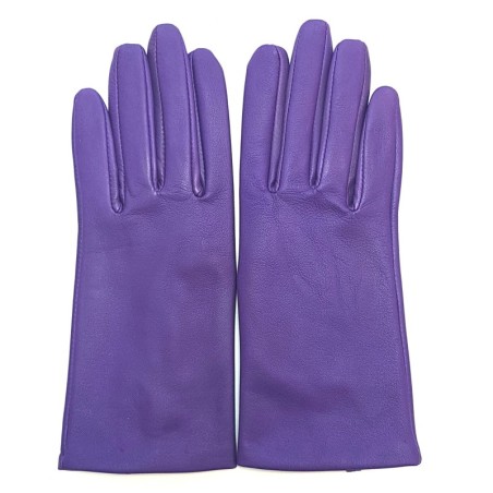 Gants en Cuir d'Agneau Améthyste Capucine Doublés Soie.
